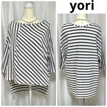 새상품급 yori 요리 보더 돌먼 슬리브 코쿤 티셔츠