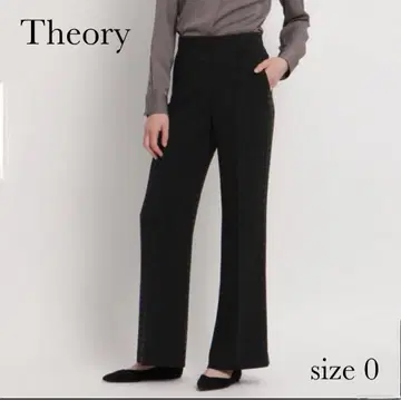 새상품급 Theory 띠어리 체크 무늬 크레이프 릴랙스 스트레이트 팬츠