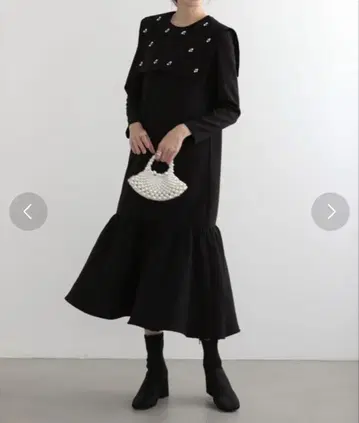 MERAKI 메라키 빅 카라 원피스 블랙 블랙