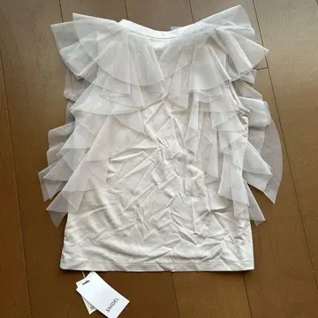 새상품 SNIDEL 스나이델 프릴 슬리브리스 상의 그레이 F