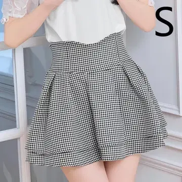 새상품 당일 발송 미셸 마카롱 S 슬림 레그 스커트 하운드투스 체크 블랙