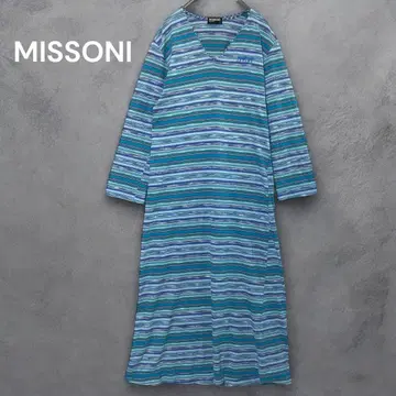 미쏘니 MISSONI INTIMO 보더 롱 원피스 로고 자수