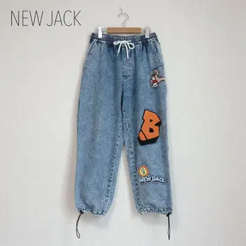NEW JACK 와펜 와이드 테이퍼드 데님 팬츠 조거 팬츠 M
