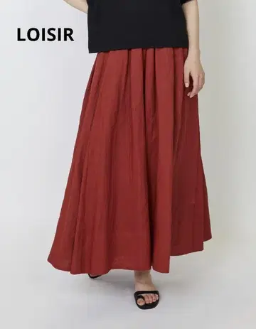 LOISIR 리버서블 린넨 개더 스커트 레드 & 보르도