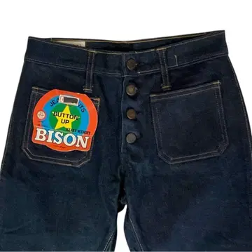 바이슨 BISON 데님 벨보텀 W27 인디고 도트 오카야마