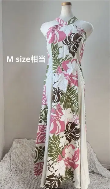 M 사이즈 상당 홀터넥 롱 드레스 플루메리아 카히코 몬스테라