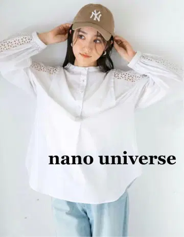 nano universe 나노 유니버스 레이스 꽃 자수 펄 버튼 블라우스