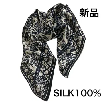 새상품 실크 silk 실크 100% 대형 스카프 네이비 반다나