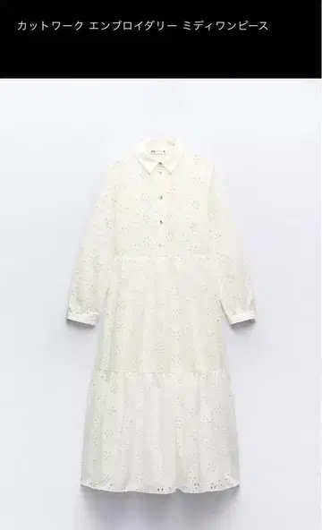 자라 컷워크 자수 미디 원피스