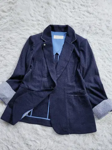긴자 매기 썸머 자켓 네이비 스트라이프