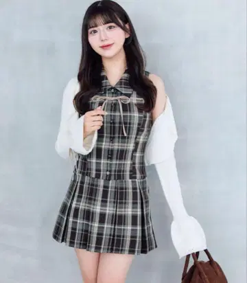 OLIVE des OLIVE 슬리브리스 셔츠 미니 원피스 브라운