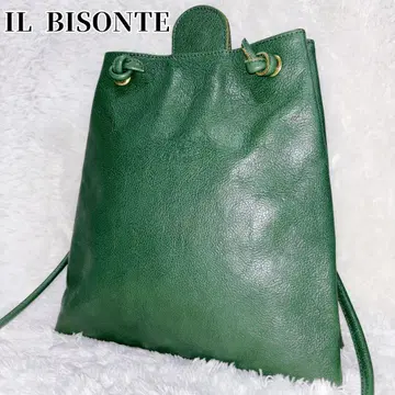 레어 컬러 IL BISONTE 그린 가죽 숄더 백 이탈리아