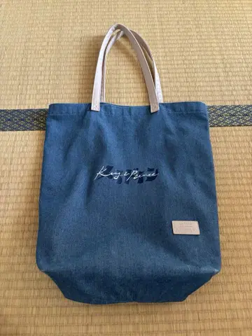 데님 블루 토트백 로고 자수