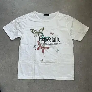 Vintage 화이트 티셔츠 버터플라이 라메 글리터 itimi Shury