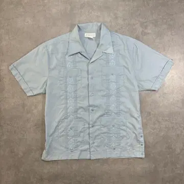 90s ROMANI 스카이블루 쿠바 셔츠 L 사이즈 멕시코 민족 의상