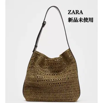 완판템 ZARA 라피아풍 복조리 백 택 포함 새상품 그린