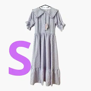 [미사용 새상품] 시마미사 아오키 미사코 깅엄 체크 원피스 퍼플 S
