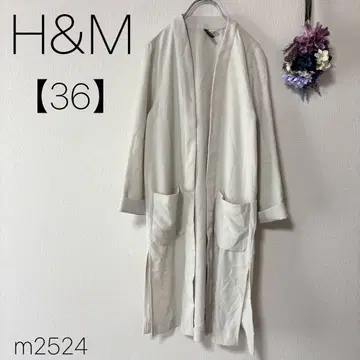 에이치앤엠 롱 코트 얇은 소재 노카라 슬릿 아이보리 [36]