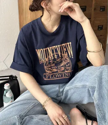 MOUNTVIEW 모티브 자수 로고 티셔츠