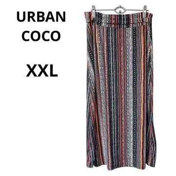 [택 포함] URBANCOCO 멀티 컬러 스트라이프 롱 스커트 2XL