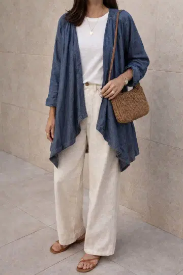 정가 8690엔 [미사용 새상품] 데님 숄 겉옷