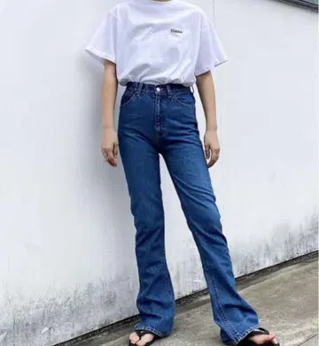 홀리데이 하이웨이스트 스키니 플레어 데님 팬츠