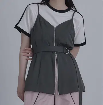 인터넷 완판 miette 벨트 프론트 지퍼 뷔스티에