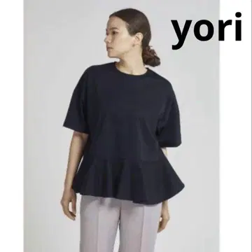 새상품급 요리 헤 플레어 리코트 티셔츠 백리본 네이비 F