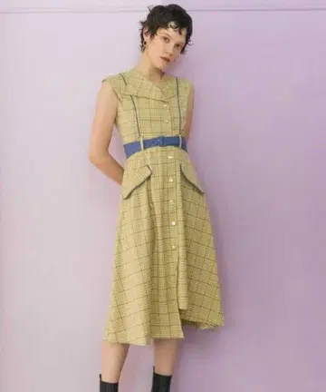 레이디 아젤 원피스 세일러 체크