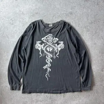 90년대 NISKO voodoo cult 롱 티셔츠 먹색 XL 메탈