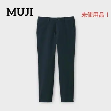 MUJI 슬림 팬츠 가로 세로 스트레치 치노 오가닉 코튼 다크 네이비