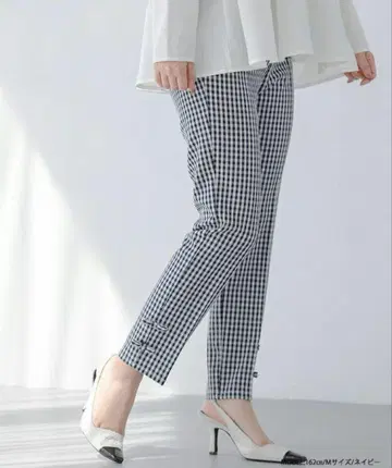 fit more 밑단 리본 깅엄 테이퍼드 팬츠 PS 사이즈