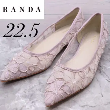 [컨디션 최상] randa 란다 꽃무늬 레이스 플랫 펌프스 튤 22.5