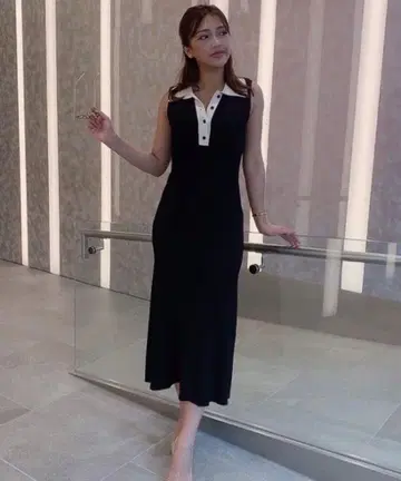 ROYAL PARTY 슬리브리스 폴로 옷깃 타이트 원피스