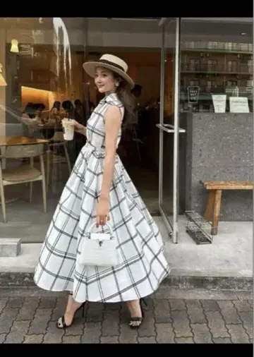 셰리에 sheller flocky check longshirtdress