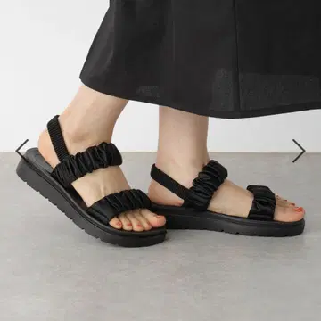렙심 새틴 개더 샌들 블랙 검정
