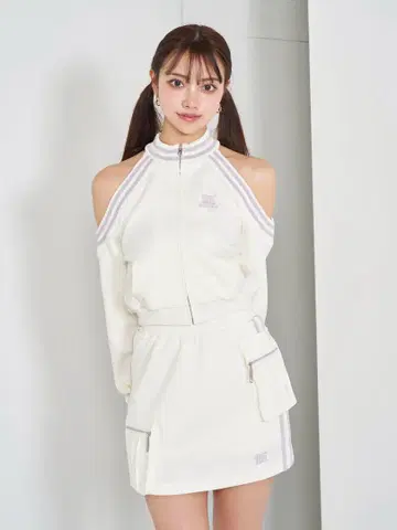 다리치 오픈 숄더 저지 탑 포켓 미니 스커트