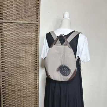 베이지 나일론 럭색/백팩