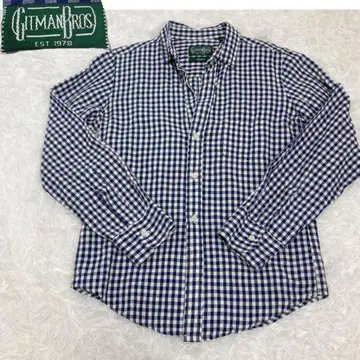 GITMANBROS 기트맨 브라더스 린넨 체크 셔츠 블루 화이트