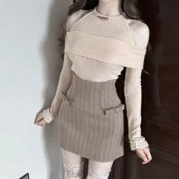 허리 마크 원피스 셋업 프렌치 걸리시