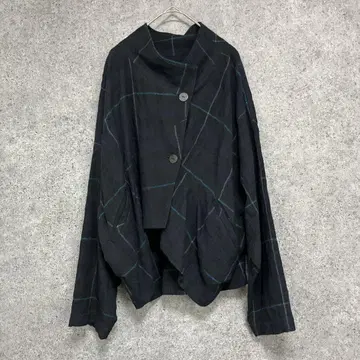 기노미치 새상품급 울 변형 자켓 코트 M 네이비