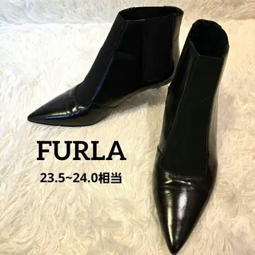 FURLA 훌라 블랙 사이드 고어 부츠 스틸레토 숏부츠