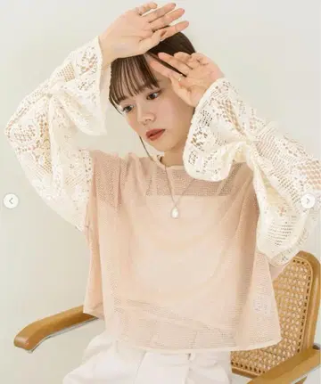 hinari 레이스 메쉬 2WAY 풀오버