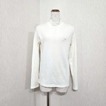 Lee 리브 하이넥 긴팔 티셔츠 로고 자수 화이트 (M)