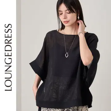 새상품 Loungedress 시어 스퀘어 블라우스 라운지 드레스 블랙