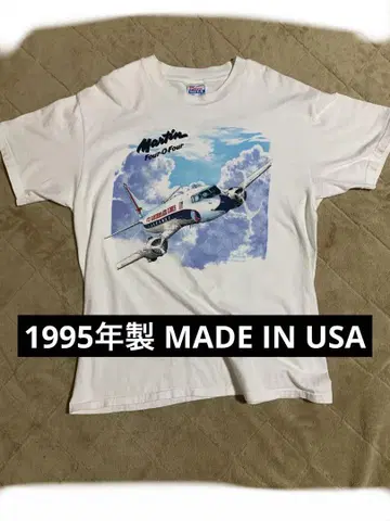 90s Hanes 비행기 빈티지 티셔츠 MADE IN USA