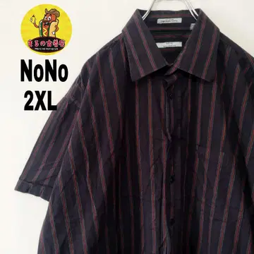 USA 구제 의류 NoNo 반팔 버튼 셔츠 2XL 퍼플 레드