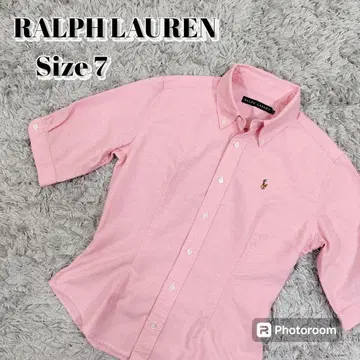 RALPH LAURN 버튼 다운 셔츠 블라우스 5부 소매 포니 자수