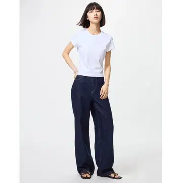 유니클로 와이드 스트레이트 청바지 네이비 27