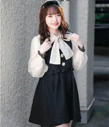 로지타 ROJITA 비쥬 보타이 리본 트위드 원피스